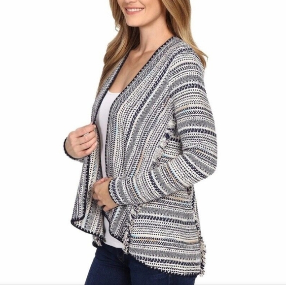 Lucky Brand Open Front Fringed Striped Cardigan Size Small - Picture 9 of 9